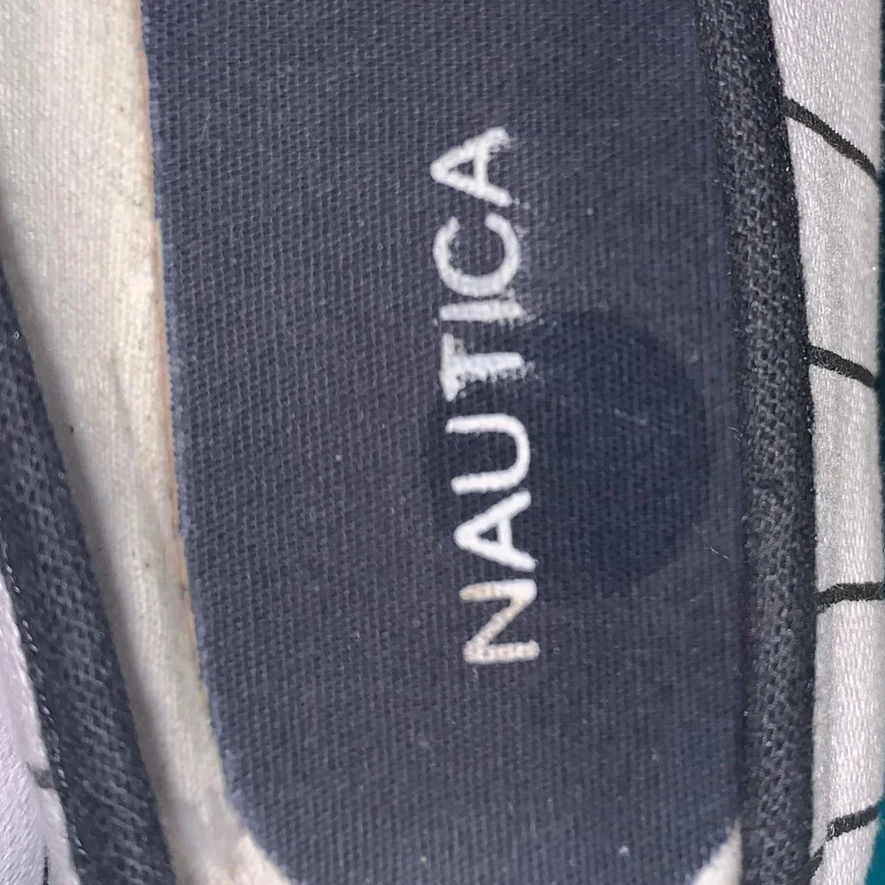 NAUTICA: Blue & White Stripe Nautical Bow Top Espadrilles - Size 9 1/2